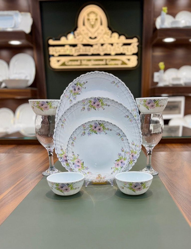 سرویس غذاخوری ۲۵پارچه 6 نفره دینو قالب گرد پیچ کد 6۳۸